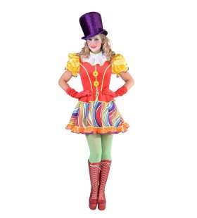 Grappige Circus Clown Regenboog Vrouw Kostuum