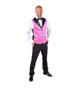 Roze Show Vest Pailletten Man