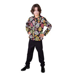 Dia De Los Muertos Blouse Met Grijnzende Schedels Jongen