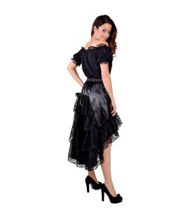 Eleganter Satinrock Mit Spitze Schwarz Damen