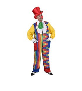 Dol Dwaas Regenboog Circus Clown Overall Man Kostuum