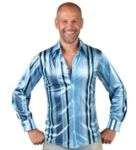 70er Jahre Blue Groovy Bluse Herren