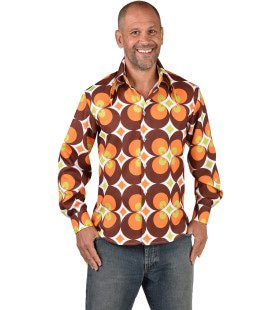 Jaren 60 Oranje Bloemen Blouse Man