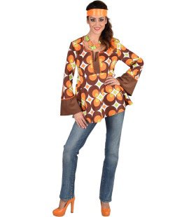 Hip Flip Oranje Bloemen Dip Tuniek Vrouw