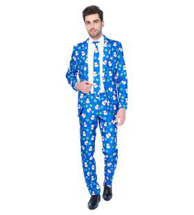 Winter Christmas Blue Snowman Opposuit Kostuum