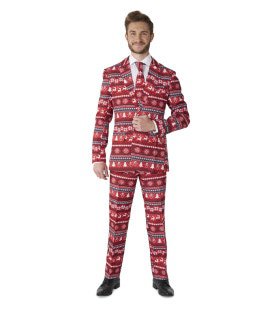 Nordic Pixel Red Suitmeister Man Kostuum