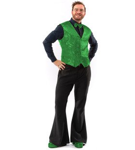 Party Pailletten Weste Festive Green Herren