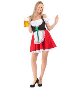 Korte Rode Sexy Beierse Mabel Dirndl Oktoberfest Bier Tirol Vrouw Kostuum