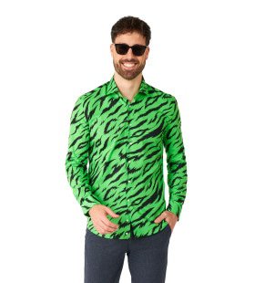 Striped Wild Animal Green Overhemd Man