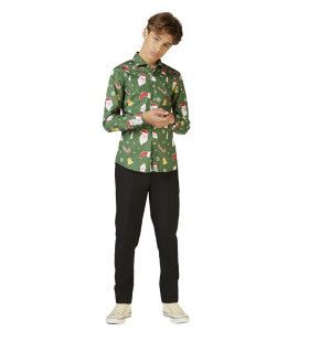 Groene Coole Santaboss Blouse Jongen