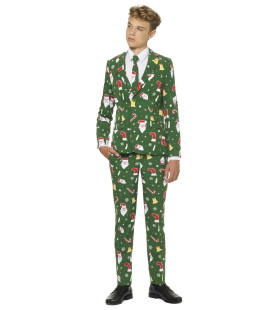 Doldwaze Santaboss Kerst Opposuit Teen Jongen Kostuum