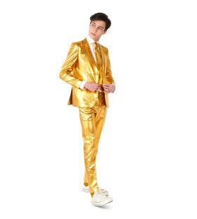 Teen Junges Groovy Solid Discogold Kostüm für Jungen