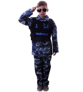 Marinier Paratrooper Kids Kostüm Blau Tarnung Jungen