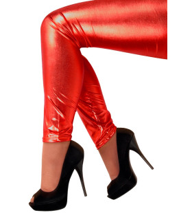 Metallic Rood Legging Bloed Op De Dansvloer Vrouw