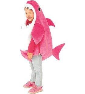 Roze Mommy Shark Kind Met Geluid Kind Kostuum