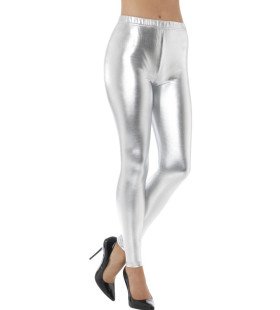 Silbermetallic Disco Leggings Damen