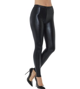 Schwarze Metallic Disco -Leggings Damen