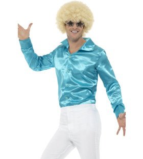 Lekker Krap Blauw Jaren 70 Disco Shirt Man