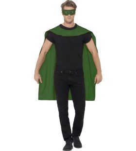 Groene Cape En Oogmasker Superheld Kostuum