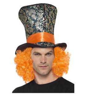 Mad Hatter Hoed Met Oranje Haar