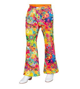 Super 60s Peace And Love Wijde Pijpen Broek Man