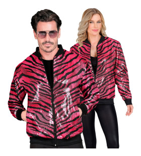 Bomberjack Pailletten Jas Roze Animal Stripes