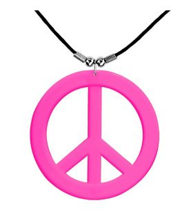 Ketting Peace Symbool Neon Roze