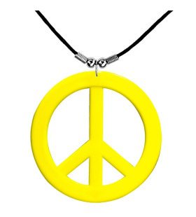 Ketting Peace Symbool Neon Geel