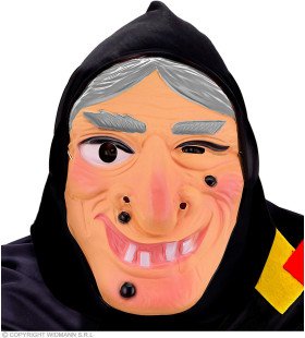 Alte Hexenschwarzwrats -Maske Mit Kopftuch