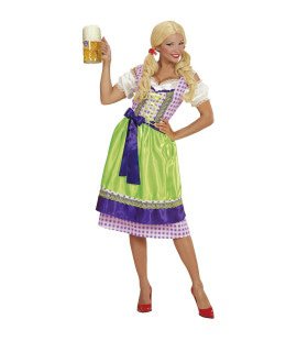 Beierse Dirndl Paars / Groen Vrouw Kostuum