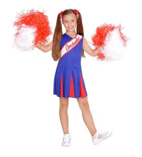 Amerikaner Cheerleader Blau / Rot Kostüm für Mädchen