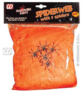 Spinnenweb Rood, 100gram Met 5 Spinnen