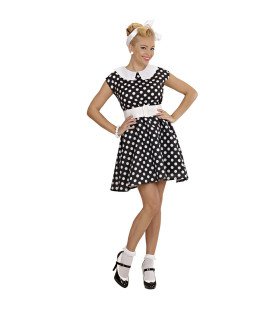 Jurk 50s Met Petticoat, Zwart Ms Diner Kostuum Vrouw