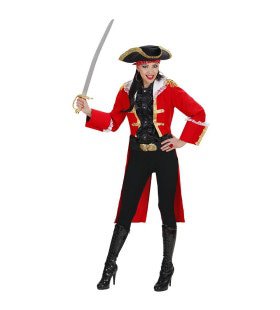 Eleganter Piratenkapitän Dame In Roter Kostümfrau Damen