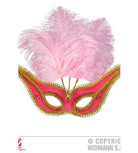 Uitbundig Oogmasker Roze Met Goud En Veren