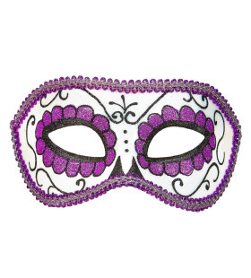 Mexicaans Oogmasker Dia De Los Muertos Zwart & Paars