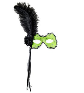 Samba Oogmasker Brazilie Met Veren, Neon Groen