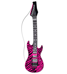 Lustige Aufblasbare Gitarre Zebra Rosa 105 Zentimeter