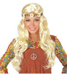 Curly Carla Perücke, Hippie / Mittelalter Blond Mit Blumenstirnband