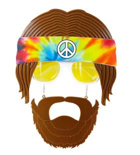 60er Brille, Hippie Mit Bart