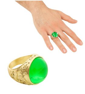 Dicker Goldener Ring Mit Grüner Stein