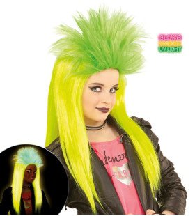 Neon Rock Pruik Kind Punk Geel / Groen