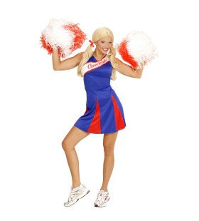 Amerikanische Cheerleader Blau / Rote Frau Kostüm Damen