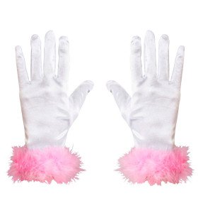 Handschuhe Satin Marabou Promprinzessin