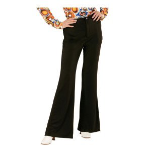 Groovy Gwendolyn 70s Ladies Hosen, Schwarz Damen