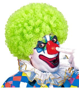 Afro Clownpruik Krullen, Groen