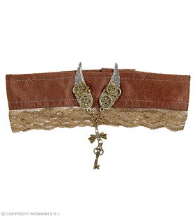 Steampunk Choker Met Raadselachtig Sleuteltje