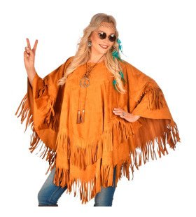 Poncho Met Franjes Prairie Hippie Kostuum