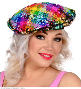 Reversible Pailletten Beret Rainbow / Gold Hip Hanna