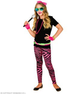 80er Jahre Legging Funky Star Neon Rosa Mädchen